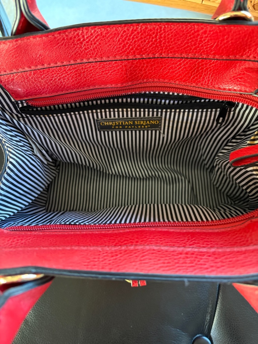 Christian Siriano Red Textured Leather Satchel with Front Pocket - Picture 2 of 9